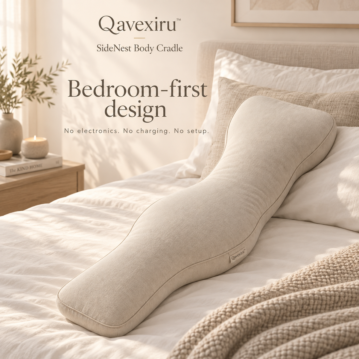 Qavexiru™ SideNest Body Cradle A Body Pillow Reimagined Around the Shape of You