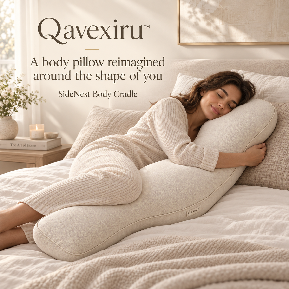 Qavexiru™ SideNest Body Cradle A Body Pillow Reimagined Around the Shape of You
