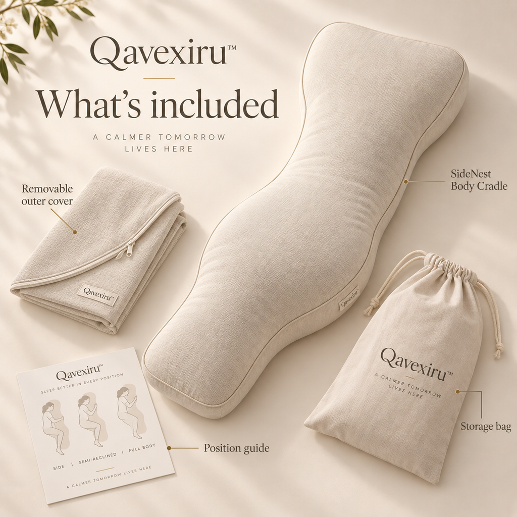 Qavexiru™ SideNest Body Cradle A Body Pillow Reimagined Around the Shape of You