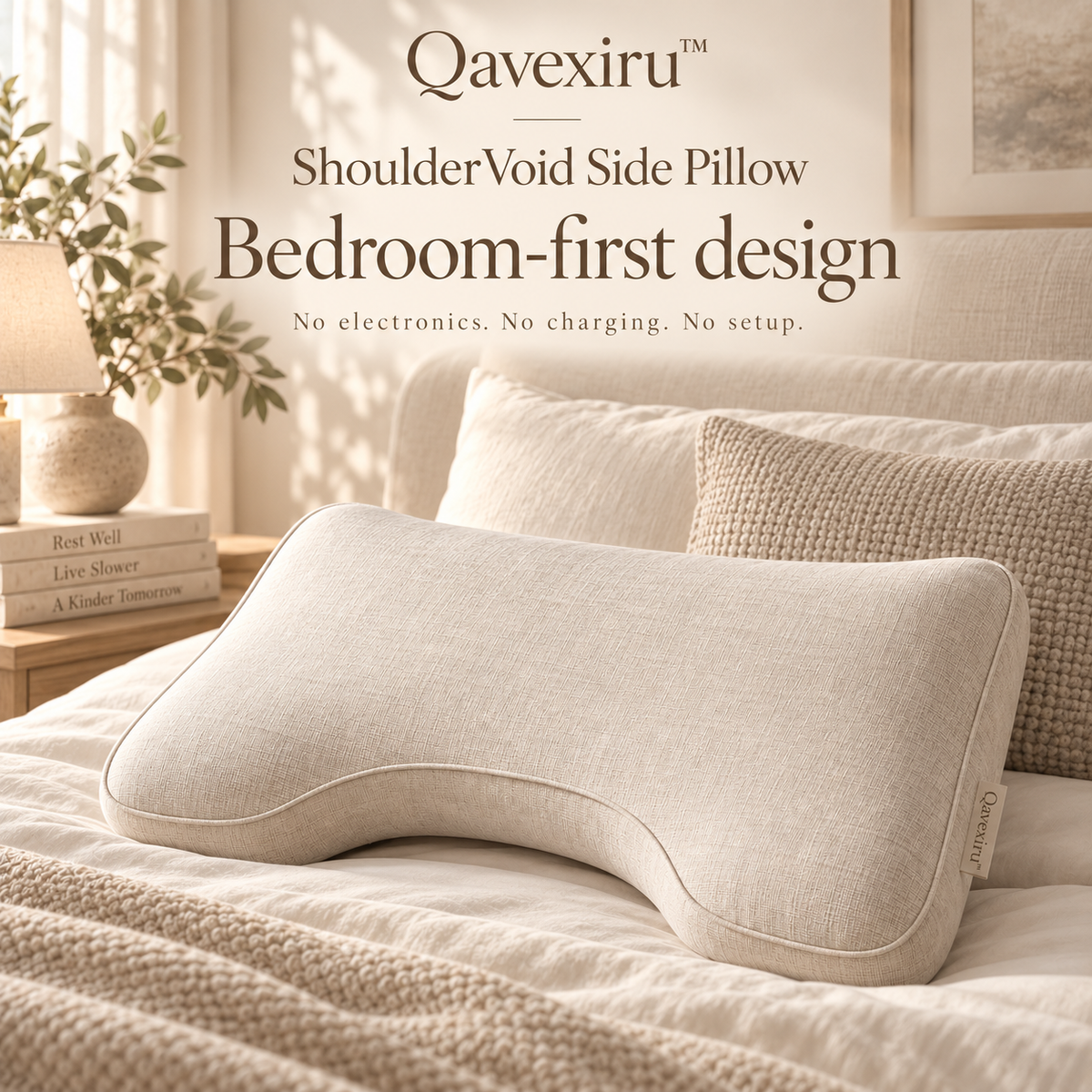 Qavexiru™ ShoulderVoid Side Pillow Your Pillow Supports Your Head.