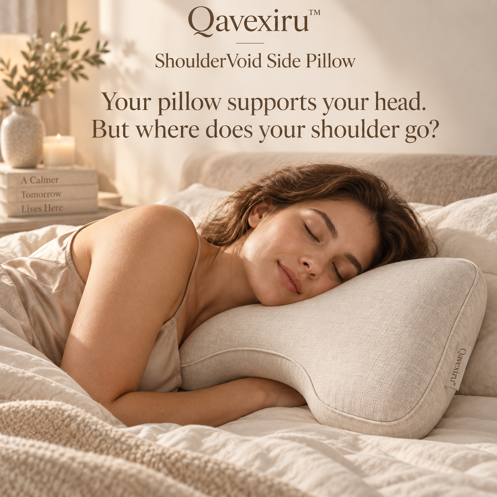 Qavexiru™ ShoulderVoid Side Pillow Your Pillow Supports Your Head.
