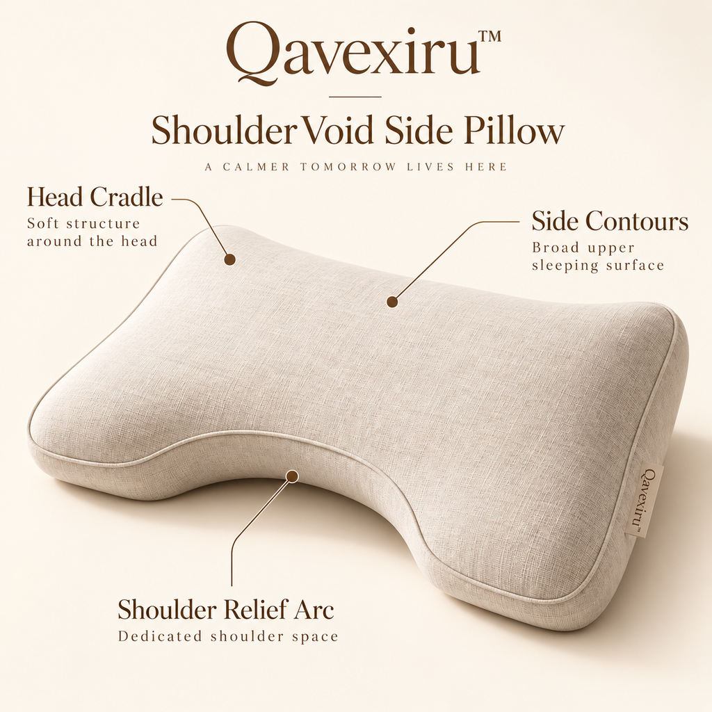 Qavexiru™ ShoulderVoid Side Pillow Your Pillow Supports Your Head.