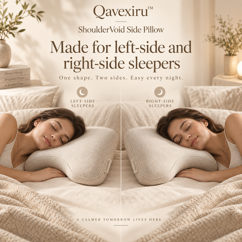 Qavexiru™ ShoulderVoid Side Pillow Your Pillow Supports Your Head.