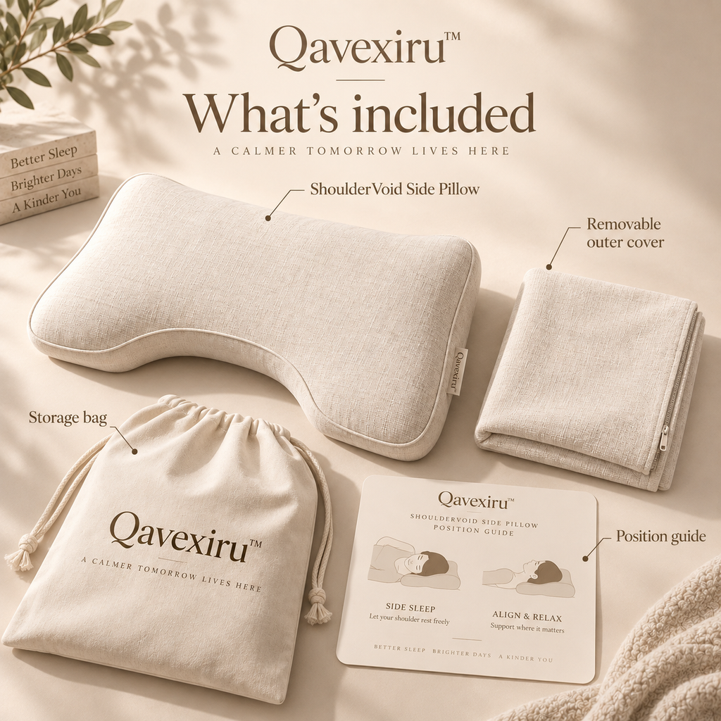 Qavexiru™ ShoulderVoid Side Pillow Your Pillow Supports Your Head.