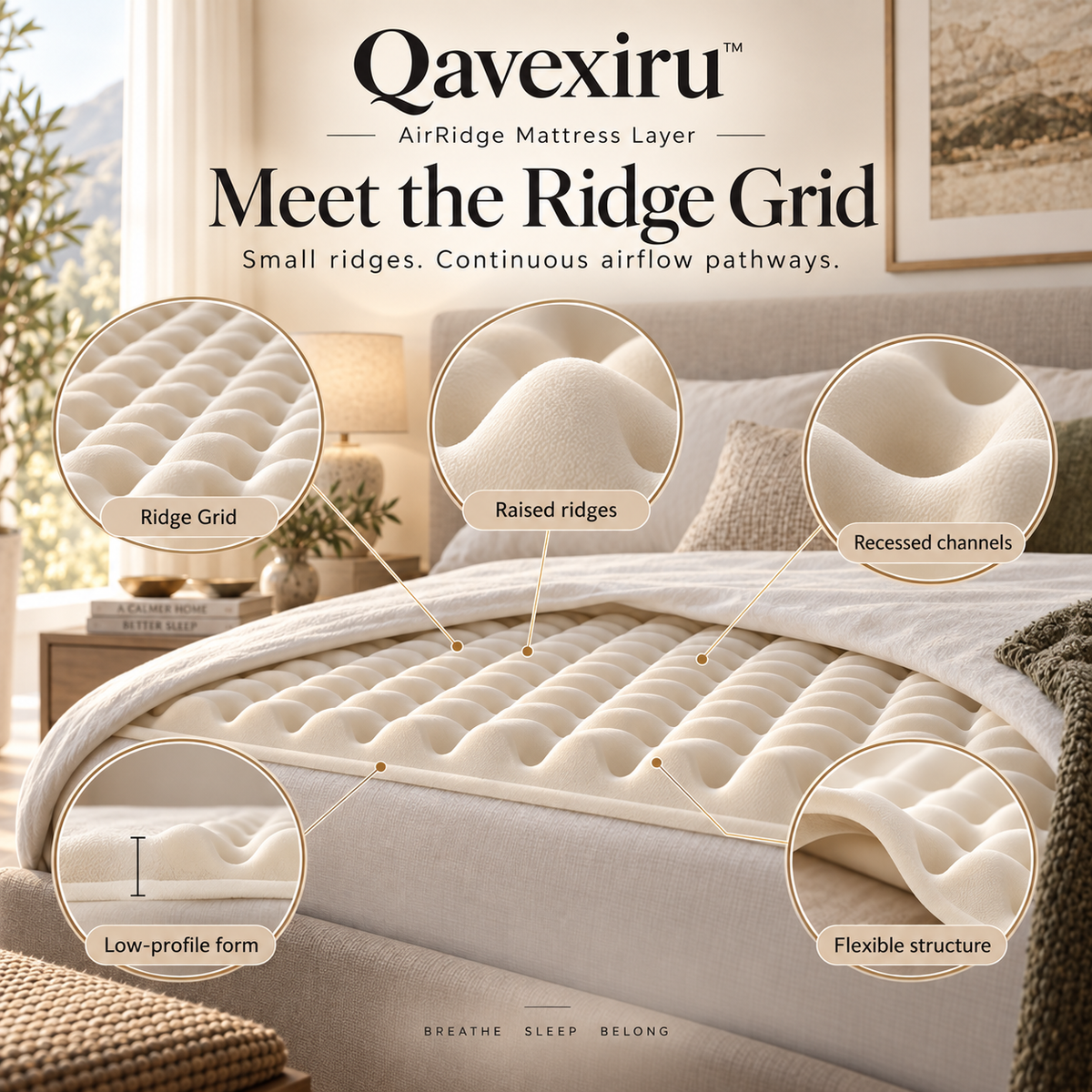 Qavexiru™ AirRidge Mattress Layer Turn Your Mattress Into a More Breathable Sleep Surface