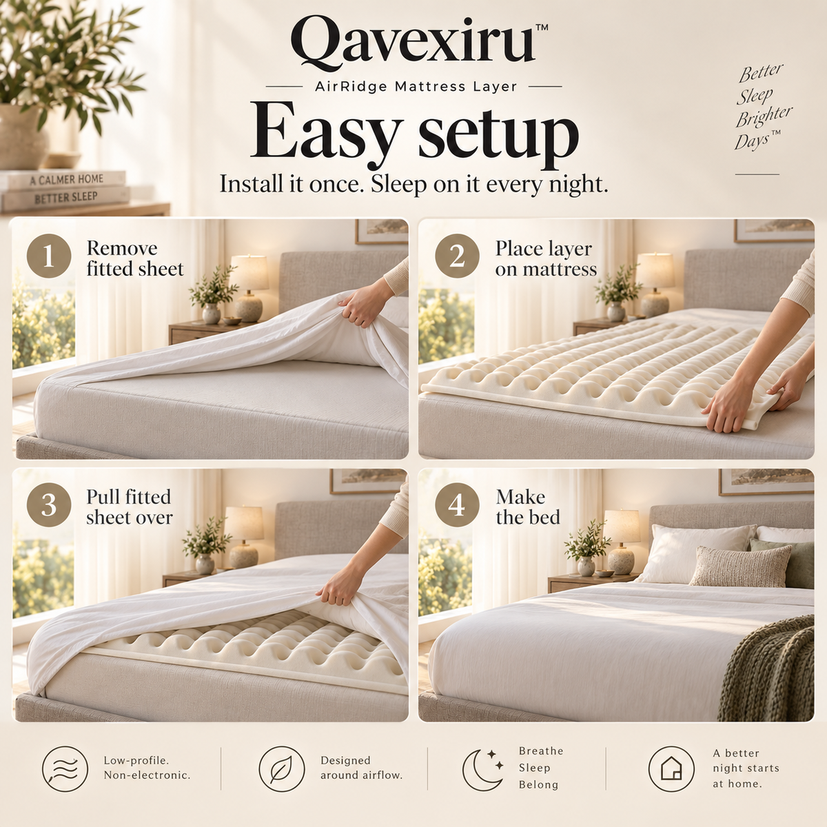 Qavexiru™ AirRidge Mattress Layer Turn Your Mattress Into a More Breathable Sleep Surface