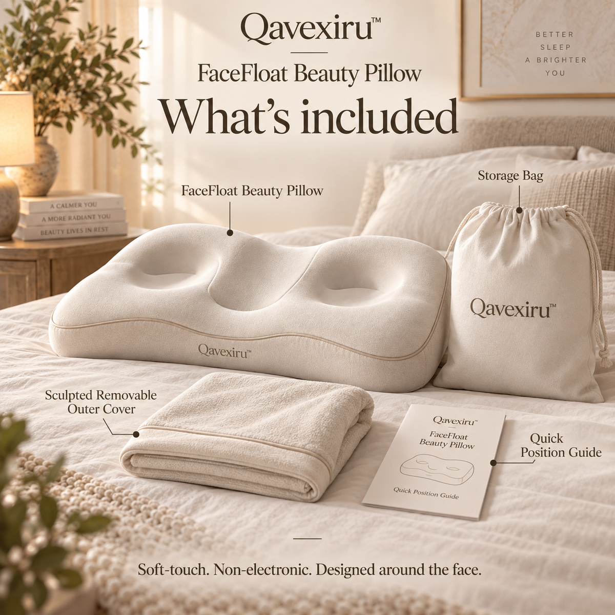 Qavexiru™ FaceFloat Beauty Pillow  Sleep on Your Side. Let Your Face Float.
