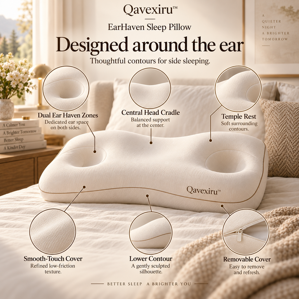 Qavexiru™ EarHaven Sleep Pillow Give Your Ear Its Own Place to Rest