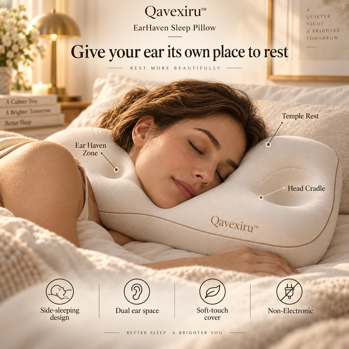 Qavexiru™ EarHaven Sleep Pillow Give Your Ear Its Own Place to Rest