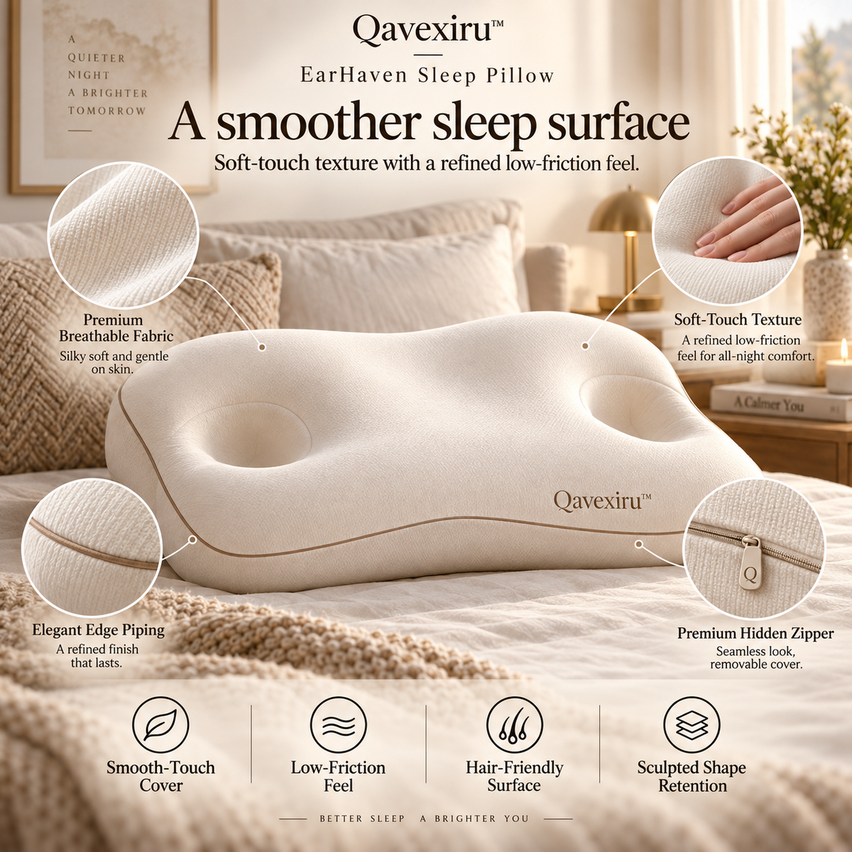 Qavexiru™ EarHaven Sleep Pillow Give Your Ear Its Own Place to Rest