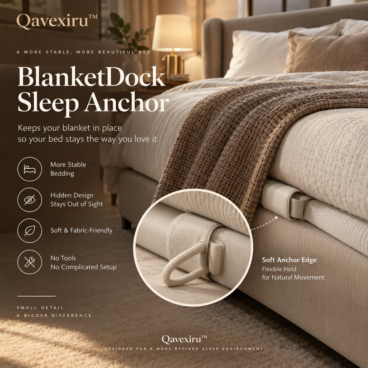Qavexiru™ BlanketDock Sleep Anchor Keep the Blanket Where It Belongs