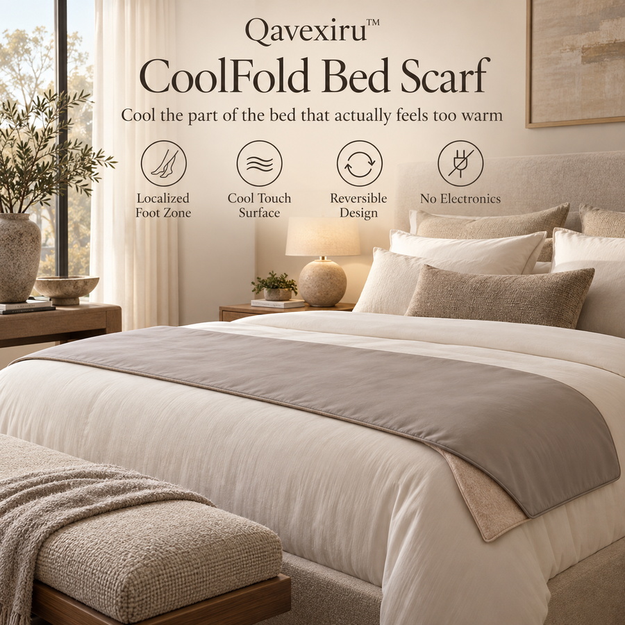 Qavexiru™ CoolFold Bed Scarf Cool the Part of the Bed That Actually Feels Too Warm