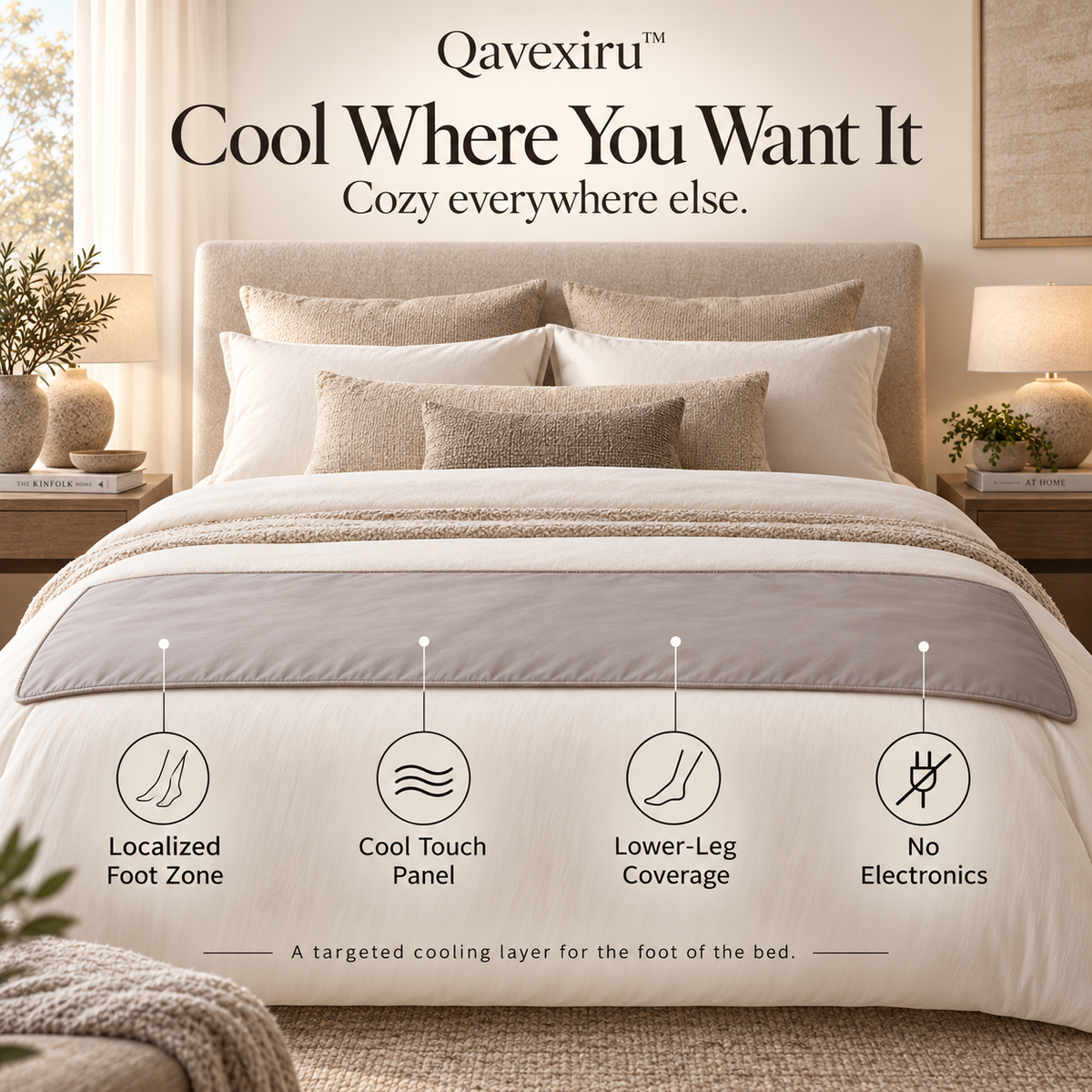 Qavexiru™ CoolFold Bed Scarf Cool the Part of the Bed That Actually Feels Too Warm