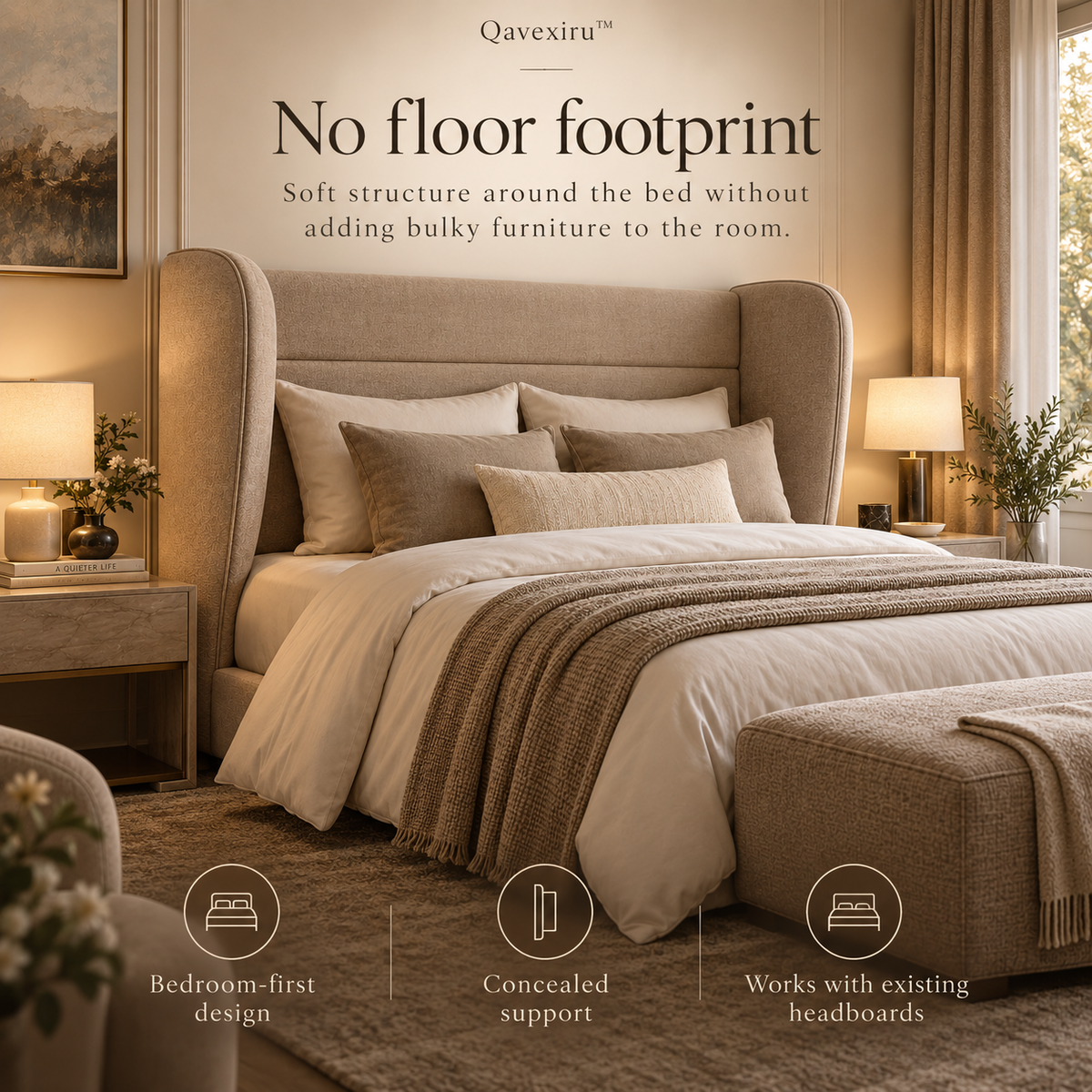 Qavexiru™ QuietCove Headboard Wings Turn the Head of Your Bed Into a Quieter, More Private Space