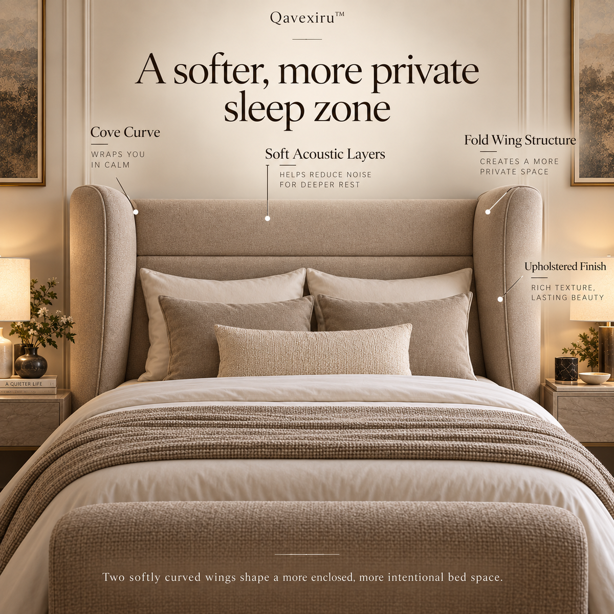 Qavexiru™ QuietCove Headboard Wings Turn the Head of Your Bed Into a Quieter, More Private Space