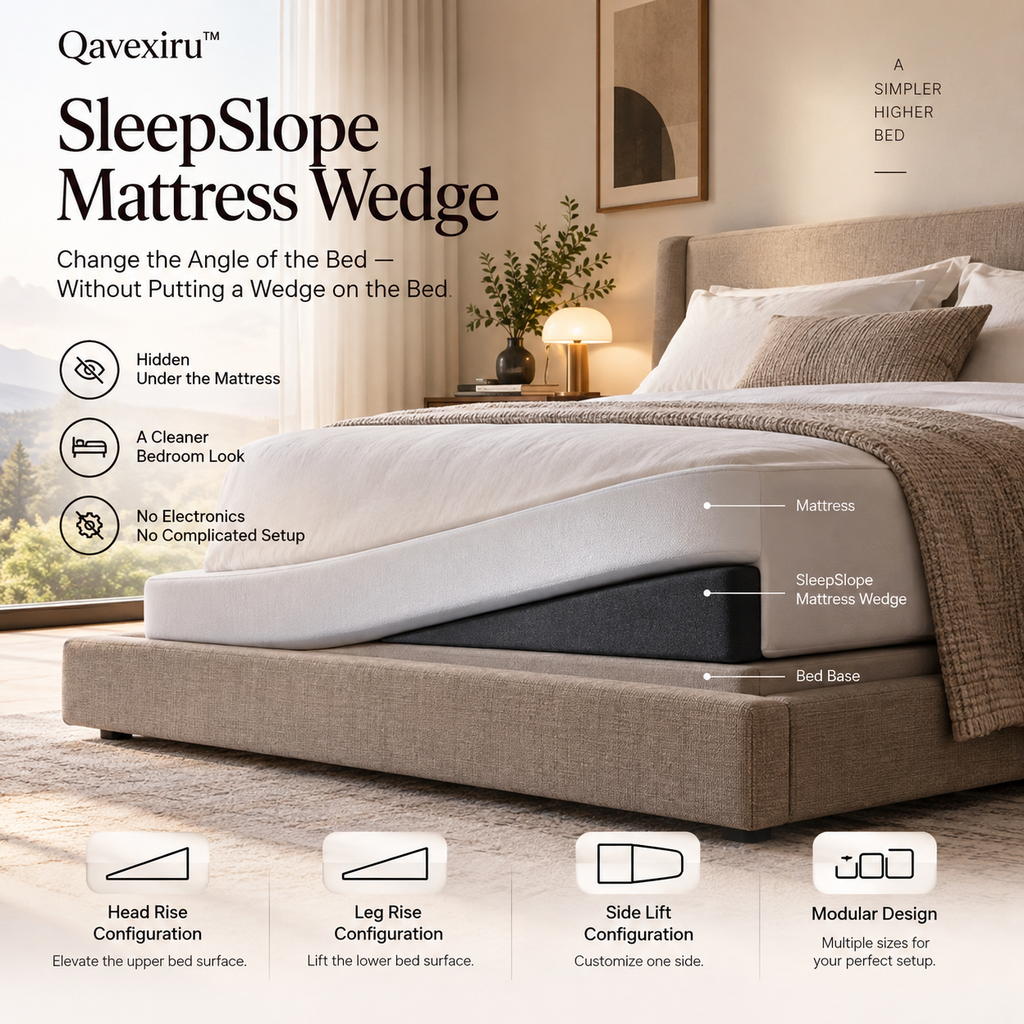 Qavexiru™ SleepSlope Mattress Wedge Change the Angle of the Bed — Without Putting a Wedge on the Bed