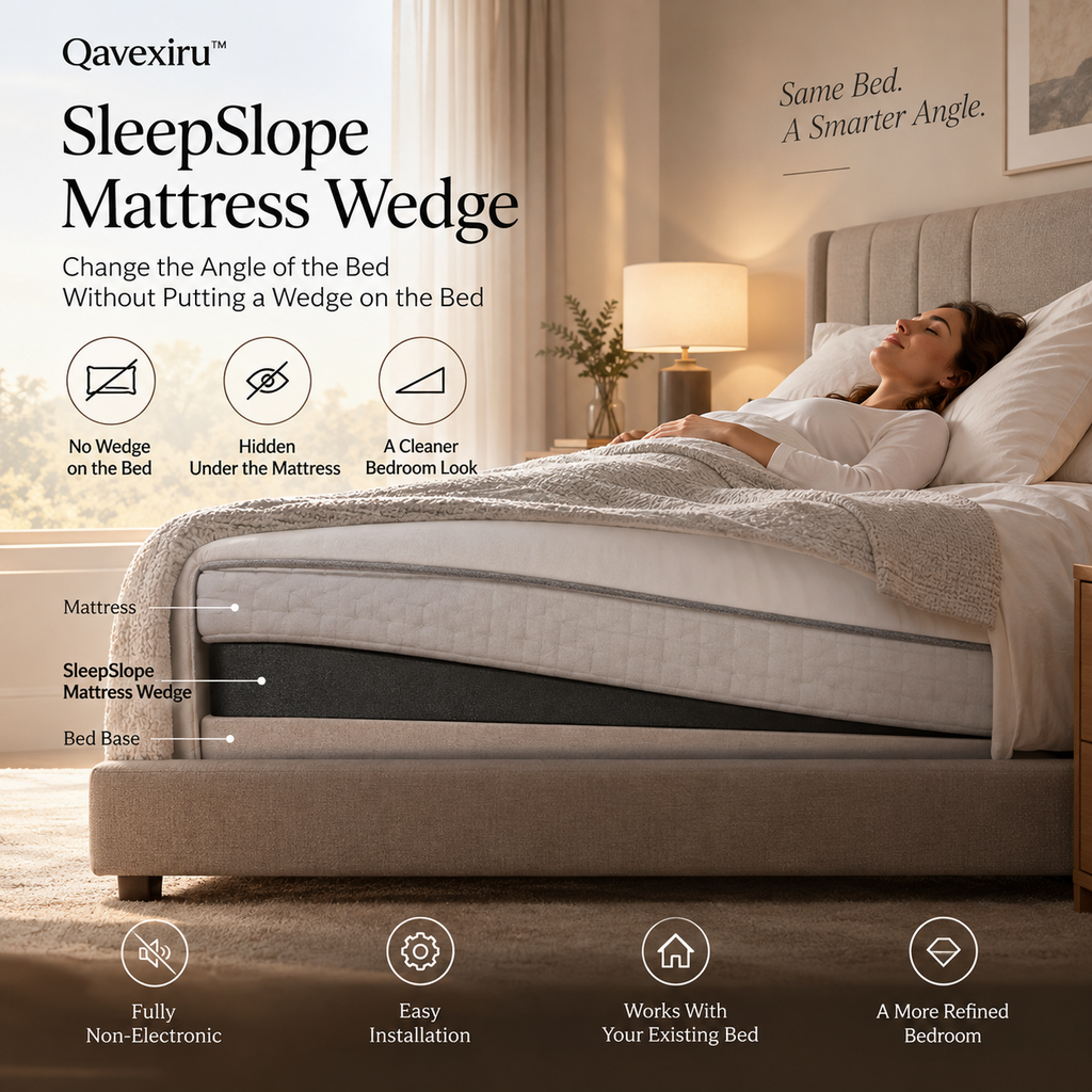 Qavexiru™ SleepSlope Mattress Wedge Change the Angle of the Bed — Without Putting a Wedge on the Bed