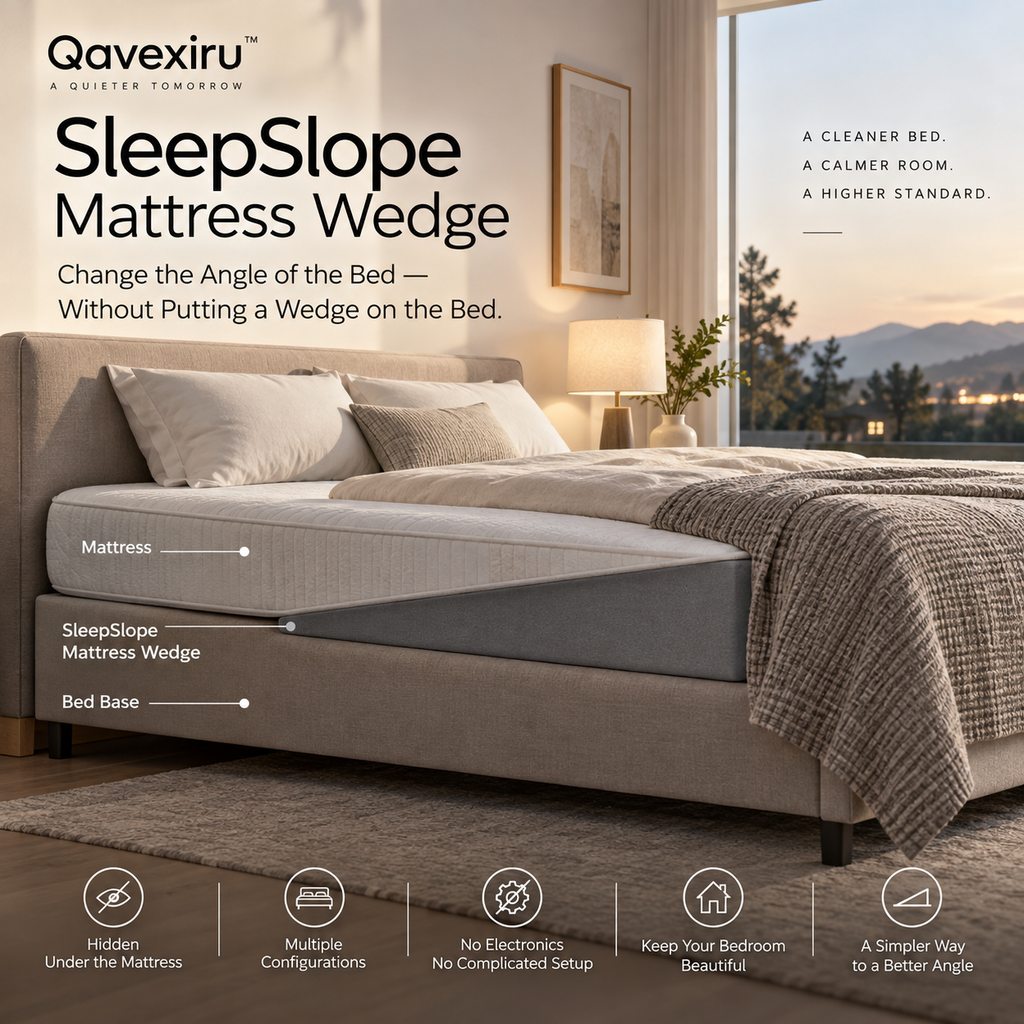 Qavexiru™ SleepSlope Mattress Wedge Change the Angle of the Bed — Without Putting a Wedge on the Bed