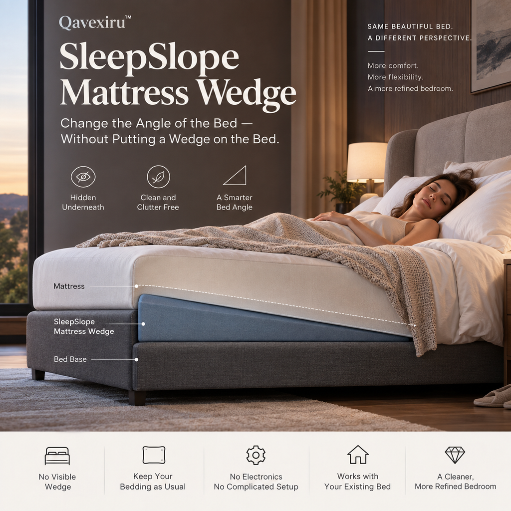 Qavexiru™ SleepSlope Mattress Wedge Change the Angle of the Bed — Without Putting a Wedge on the Bed