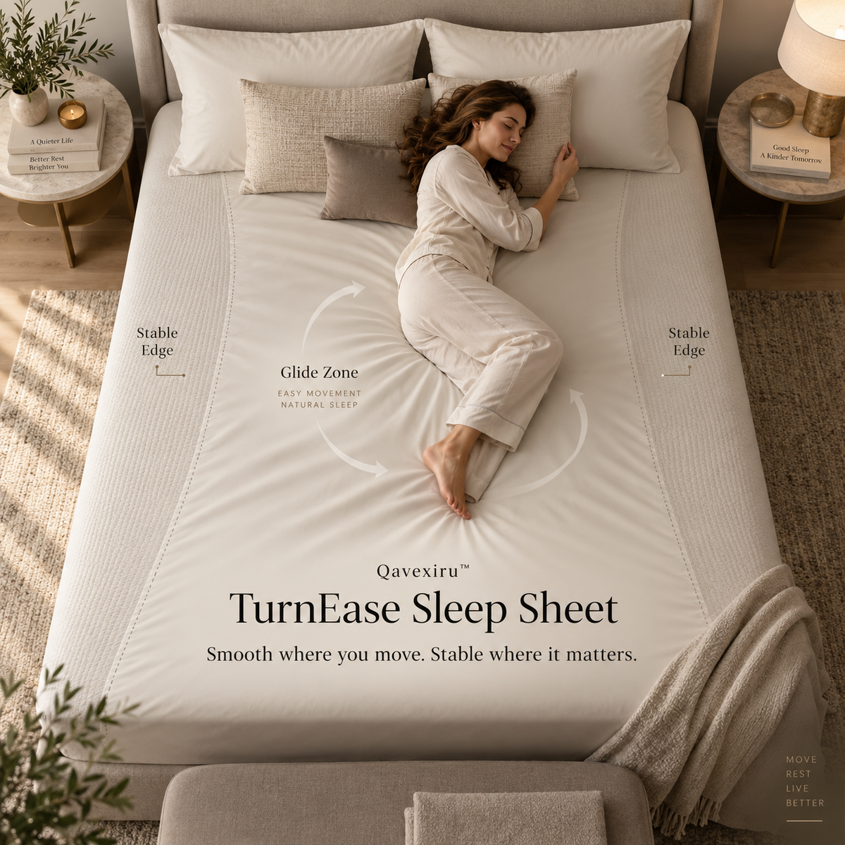 Qavexiru™ TurnEase Sleep Sheet Move More Easily Without Making the Whole Bed Slippery