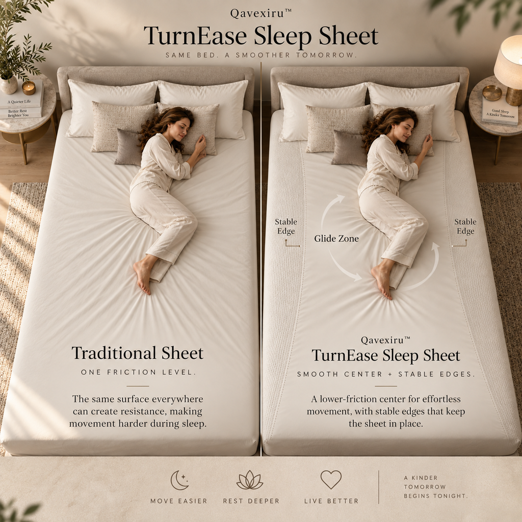 Qavexiru™ TurnEase Sleep Sheet Move More Easily Without Making the Whole Bed Slippery