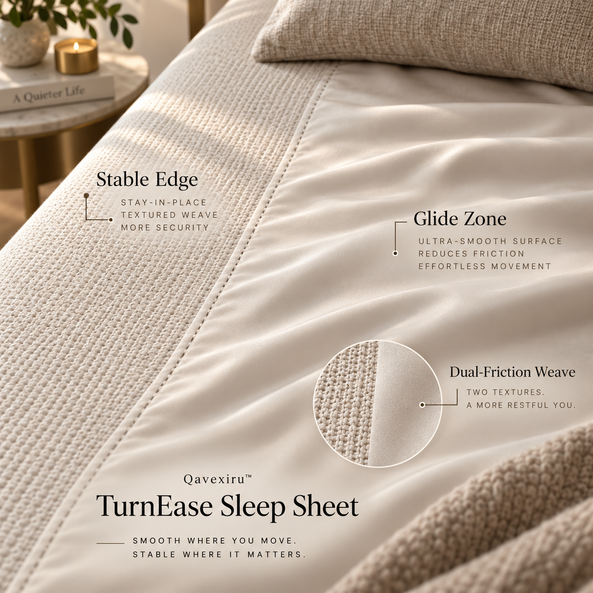 Qavexiru™ TurnEase Sleep Sheet Move More Easily Without Making the Whole Bed Slippery