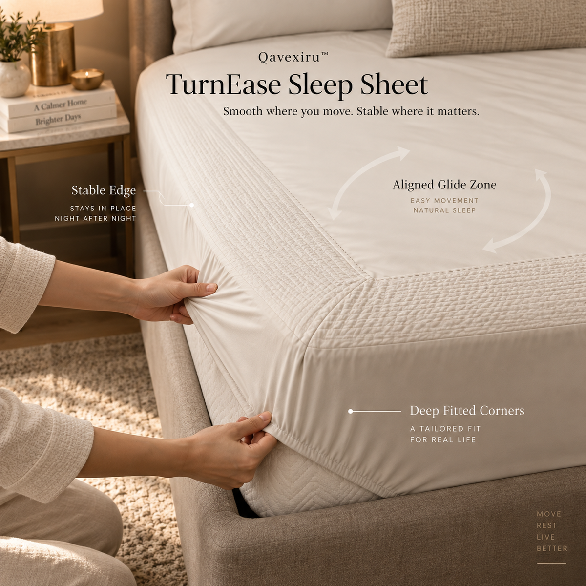 Qavexiru™ TurnEase Sleep Sheet Move More Easily Without Making the Whole Bed Slippery