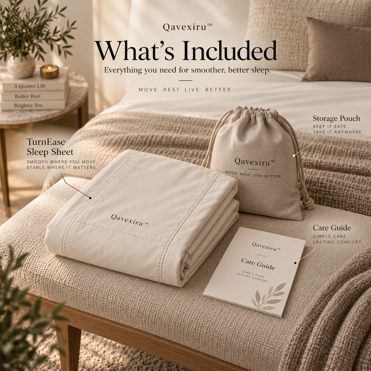 Qavexiru™ TurnEase Sleep Sheet Move More Easily Without Making the Whole Bed Slippery