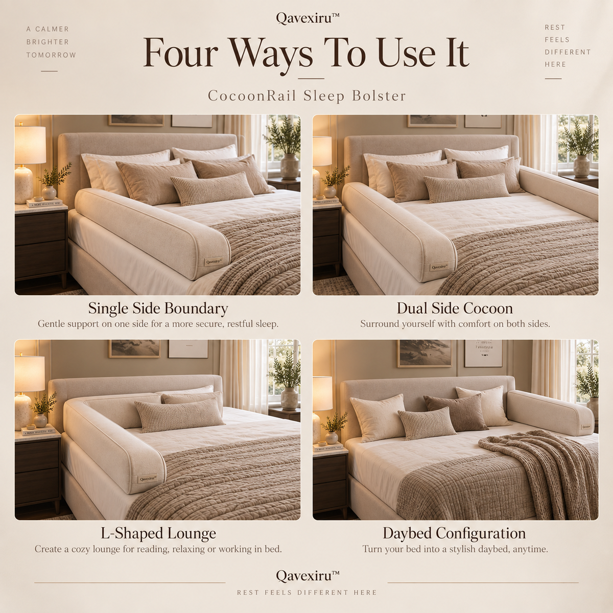 Qavexiru™ CocoonRail Sleep Bolster Give Your Bed a Softer Edge