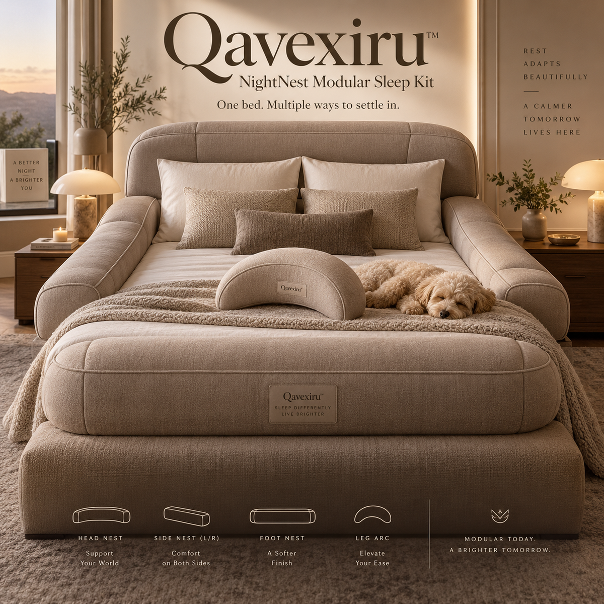 Qavexiru™ NightNest Modular Sleep Kit One Bed. More Than One Way to Settle In.