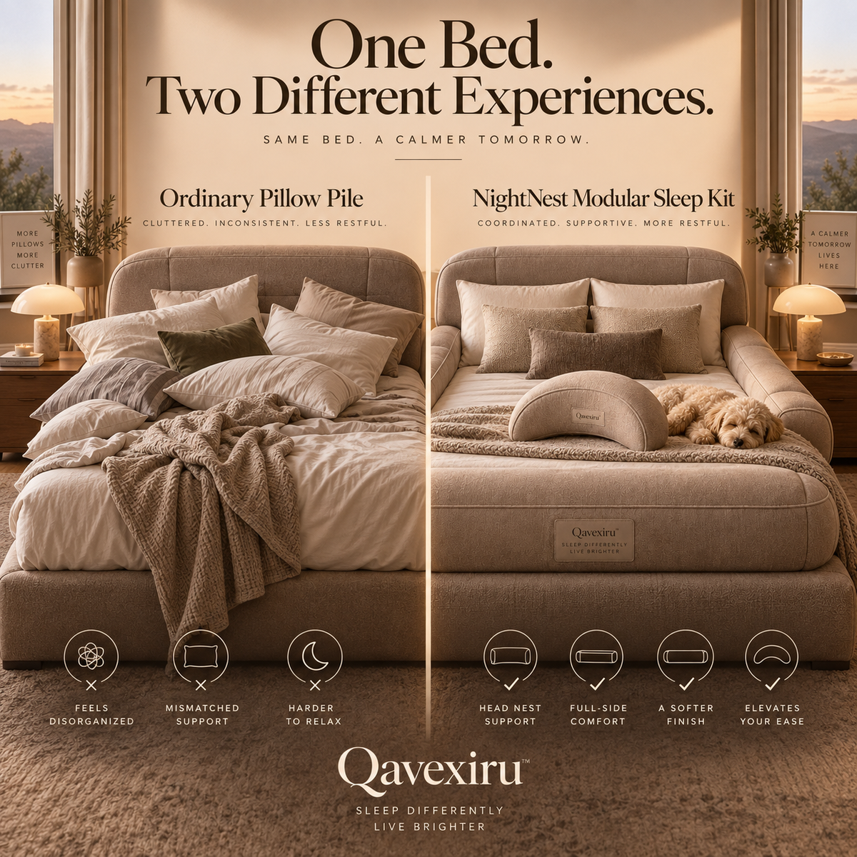 Qavexiru™ NightNest Modular Sleep Kit One Bed. More Than One Way to Settle In.